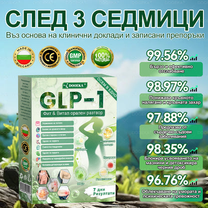 DOOEKA® GLP-1 8-в-1 Фит & Витал орален разтвор 💙 Само веднъж на ден. Видими резултати само за 7 дни. | За затлъстяване и контрол на теглото, сърдечно-съдово здраве, диабет, сънна апнея, здраве на червата, проблеми със ставите и други.
